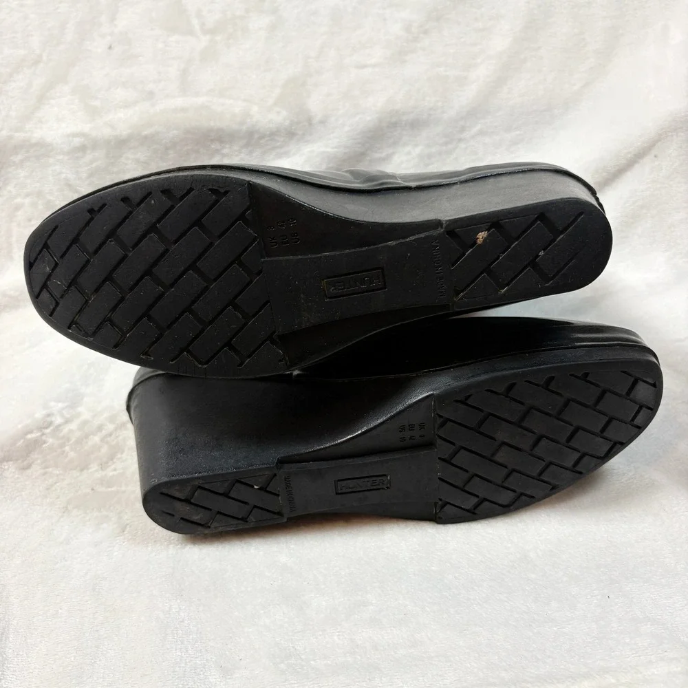 Hunter Kellan Mid Wedge Rain Boots Womens 10 Black Good Glossy Waterproof